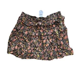 American Eagle Outfitters Floral Ruffle Mini Skirt Black‎ Yellow Peach NWT Large